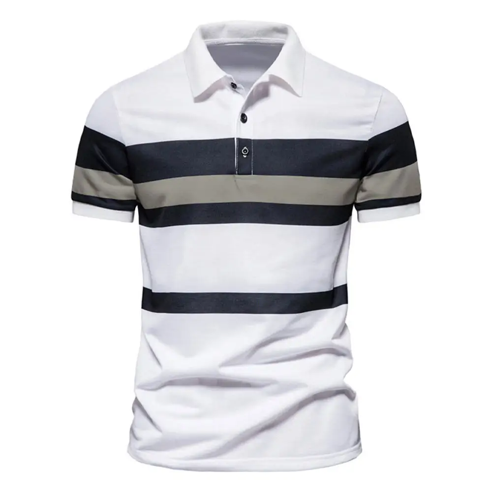 Pamuk iki ton renk kombinasyonu Polo yaka erkek t-shirt özel boy Golf giyim klasik yaka erkek Polo T Shirt