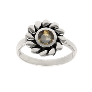 Amazing Sun <b>Flower</b> High Quality Smoky Quartz Gemstone Fashion Handmade Unique Ring 925 Sterling Silver <b>Gift</b> Wedding Anniversary - Product Image 2