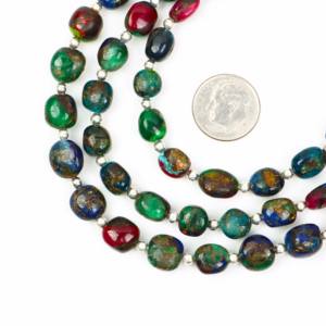 Cuentas de turquesa Mohave arcoíris AAA lisas en forma de pepita para la fabricación de joyas, cuentas de piedras preciosas de turquesa de 6x8-8x10 mm, por fabricante indio. - Product Image 1