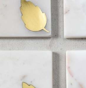 ชุดงานฝีมือช่างฝีมือคลาสสิกที่รองแก้วลายหินอ่อนและทองเหลือง4ชิ้น - Product Image 5