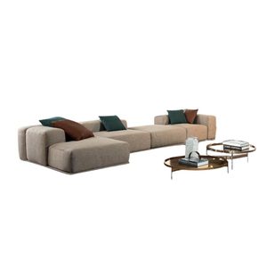 Canapé modulaire contemporain Delano à une place, en cuir véritable lavable, nouveau cuir véritable et éponge pour la maison, l'appartement, le salon - Product Image 1