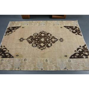 พรมขนสัตว์6.1ft สีเบจสีน้ำตาลคลาสสิกขนาด4.5 x แบบตุรกีดีไซน์แบบเย็บปะติดสำหรับทางเข้าห้องนั่งเล่นหรือห้องนอน - Product Image 3