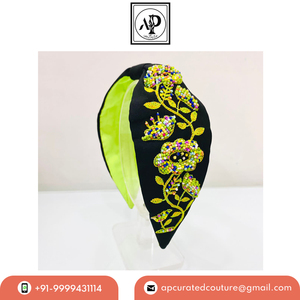 Fournisseur indien de perles de verre élégantes bandeaux brodés à la main noués accessoires de cheveux de mode bandeaux à la mode - Product Image 6