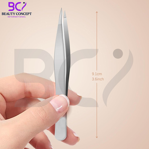 Pointed Grafted Tweezers for Women, High Precision Beauty Salons Uses Straight Shape <b>Silver</b> Color Eyelash Extension Tweezers - Product Image 4