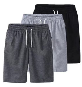 Wholesale Custom Eco-Friendly Breathable Quick Dry Button Fly Mens <b>Shorts</b> Polyester Cotton Solid <b>Black</b> Office Lady - Product Image 1