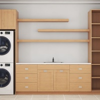 Meuble de salle de bain et buanderie autoportant Senger de haute qualité, moderne et minimaliste, étanche, avec évier et espace pour machine à laver