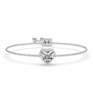 Bracelet Cœur en Diamant de Laboratoire 0,75 Carat, Couleur F-G, Pureté VS, Or Massif 14K, Charme Romantique Quotidien - Product Image 1