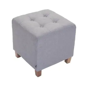 Stool Linen Fabric Padded Seat Pouf Ottoman with Square Shape for Living Room Small Velvet Round Ottoman Foot Rest Stool