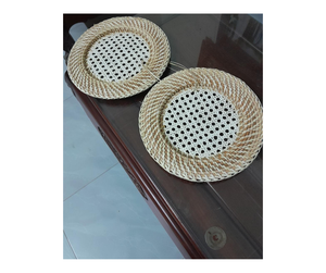 Elegant Rattan Plate collection for rustic weddings or cozy homes, handmade Rattan Plate and <b>placemat</b> combo for export orders - Product Image 1