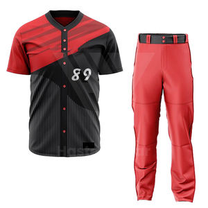 100% Polyester imprimé quart boutonné Baseball uniforme ensembles cheville longueur pantalon évacuation de l'humidité respirant de haute qualité - Product Image 1