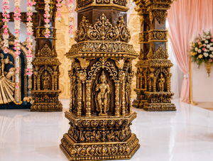 Mandapam Tradicional del Sur de la India con Pilares Tallados, Material de Fibra Ligero, Mandapam para Bodas, para Eventos Tamil Kalyana - Product Image 3