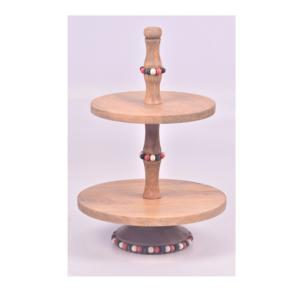 Beaded Design Wood <b>Cake</b> <b>Stand</b> With 2 <b>Tier</b> for Hotel at Lower Cost Birthday Party <b>Cake</b> <b>Stand</b> for Manufacture in Wholesale Cost - Product Image 1