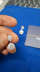 IGI Certified 14Kt White Gold 1.39 Ct Prong <b>Set</b> Hanging Moissanite Diamond <b>Stud</b> <b>Earrings</b> for Wedding Engagement Anniversary Fine - Product Image 2