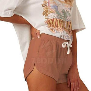 2025 Short d'été taille haute pour femme en coton avec logo personnalisé avec fermeture à cordon et poches coupe ample douce - Product Image 4