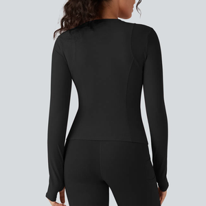 Camiseta de Yoga de Manga Larga con Orificio para el Pulgar para Mujer, Elástica, de Spandex y Nailon, para Ejercicio, Gimnasio y Entrenamiento - Product Image 2