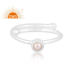 Anillo apilable de perlas naturales de plata de ley fina de última tendencia, joyería personalizada para mujer, regalo para ella - Product Image 2