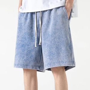 Men's Casual Sports <b>Shorts</b> Comfort Custom Acid Washed Sweat <b>Shorts</b> Elastic Waist Pockets Eco-Friendly 100% Cotton Solid Pattern - Product Image 3