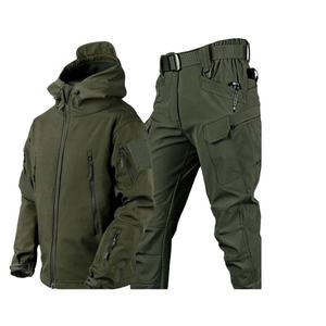 Chaqueta Deportiva Casual para Hombre, Cortavientos, de Softshell, con Forro Polar, Estampado Reflectante, Cierre de Cremallera, para Senderismo, Invierno, con Capucha - Product Image 4