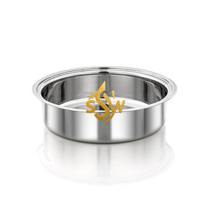 Plat de service alimentaire avec calligraphie arabe, couvercle argenté, design martelé, pot en bois, chauffe-plat rond de luxe - Product Image 5