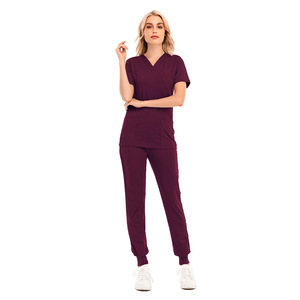 Vente à chaud de toile respirante confortable col en V fendu logo personnalisé filles hôpital gommage ensemble uniforme - Product Image 6