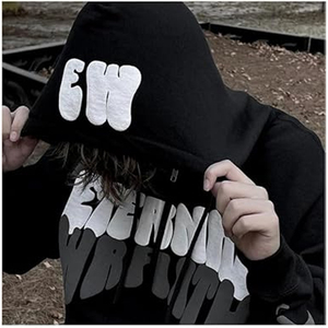 Sudaderas con capucha con cremallera de cara completa con estampado de hojaldre 3D para hombre, sudaderas con cremallera personalizadas de peso pesado 480 GSM, ropa informal negra para hombre, sudaderas con capucha de hojaldre - Product Image 3