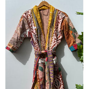 Handmade Long Multi Patchwork Cotton Kantha <b>Jackets</b> <b>Women</b> <b>Vintage</b> Quilted Winter Coat Casual Spring Style Free Size - Product Image 1