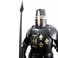 Costume d'armure complet de chevalier noir médiéval à collectionner avec support complet Costume Home Decor Item