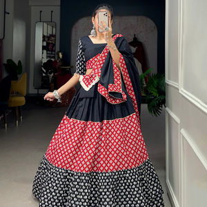 Designer pur coton traditionnel Lehenga Choli pour adultes FABZONE marque vêtements traditionnels indiens de haute qualité pour le festival de fête - Product Image 2