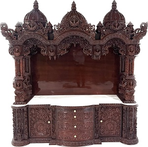 Large Wooden Handmade Temple for Home Luxury Indian Designer Big <b>Mandir</b> Hand Carved Brown Temple Factory Sale Customized Size UK - Product Image 3