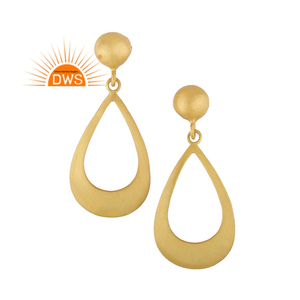 Pendientes de Lágrima de Plata de Ley con Baño de Oro de 18K, Diseño de Joyería Fina, Fabricante - Product Image 4