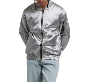 Chaqueta universitaria de satén de tendencia juvenil Chaqueta de béisbol de bombardero OEM Diseño de logotipo personalizado Ropa de calle unisex Ropa de abrigo de alta calidad - Product Image 4