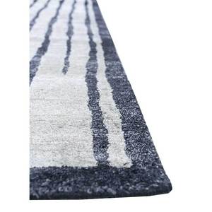 Azalea Hand Knotted Viscose <b>Boho</b>-Style <b>Rug</b> Striped Abstract Rectangle for Living Room Hallway-Model Sipv-07 Grey Black 10mm - Product Image 4