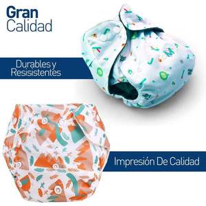 Pannolini Lavabili Ecologici Bluelander Taglia Unica Confezione da 6 con 6 Inserti in Microfibra Morbidi Stampati Stile Tasca - Product Image 3