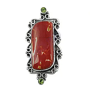 Pendentif en argent 925 avec jaspe rouge et péridot, bijoux religieux et mignons pour femmes, cadeau, plaqué rhodium, motif croix - Product Image 3