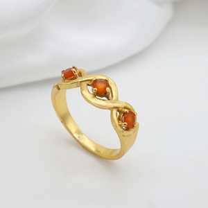 Bague exclusive en laiton triple cornaline avec pierres précieuses plaqué or bijoux religieux à la mode femmes hommes fiançailles fête d'anniversaire - Product Image 4