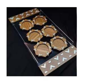 Plateau de service alimentaire ovale personnalisé 2026 pour hôtels, avec poignées élégantes en forme de feuille noire, plateau décoratif de table, MOQ 100 pièces - Product Image 5