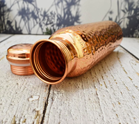 Bouteille de sport en cuivre 100% pur, faite à la main - 1000 ml, réutilisable, écologique, anti-corrosion, sans joint, avec couvercle à vis, personnalisable
