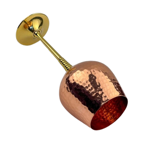 Verre à vin en cuivre et laiton pur |   Gobelet en cuivre martelé artisanal - Product Image 2