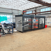 3/4 Stations Volautomatische Wegwerp Plastic Fruitcontainer Thermovormende Machine Voor Pp Pet Pla Pvc Ps Voedsel Scharnierende Doos