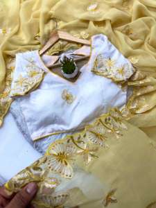 ส่าหรีผ้าไหมชิมเมอร์แท้เนื้อนุ่มพร้อมงานปักและขอบก้นแนวแฟนซีสไตล์ทันสมัย - Product Image 5