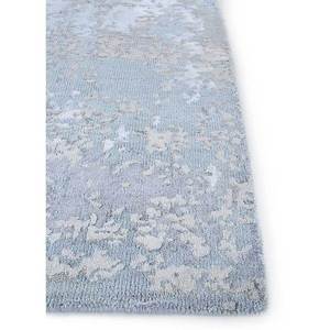 Tapis en laine et soie de bambou noué à la main Tattvam Lu-9031 bleu, décoration florale pour la maison (Cs-01) - Product Image 4