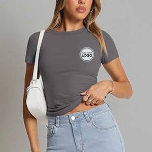 T-shirts en coton pour femmes, manches courtes, col rond, coupe classique, respirants, décontractés, pour l'été - Product Image 5