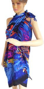 ผ้าโสร่งพิมพ์ลายทะเลทำด้วยมือผ้าคอตตอนโพลีพิมพ์ลายทะเลทำจากผ้าฝ้ายอินเดียเสื้อผ้าชายหาดผ้าเรยอนเอเชียแปซิฟิก - Product Image 3