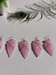 New Trendy Natural Crystal Folk Art Pendant Necklace Hand Carved Silver <b>Wire</b> Wrapped Rose Quartz Arrowhead Feng Stone Crafts - Product Image 4