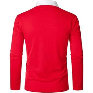 เสื้อยืดโปโลของผู้ชายปกเสื้อโพลีเอสเตอร์ลายทางสีตามสั่งสไตล์ธุรกิจ - Product Image 3