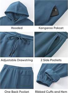 Custom Plus Size Eco-Friendly Quick Dry Two-Piece Hooded <b>Sweatshirt</b> Pants 100% Cotton Solid Color Men's Casual Wear - Product Image 6
