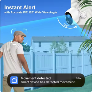 Batería de 5200mAh 3MP Wifi IP Cámara DE SEGURIDAD CCTV inalámbrica Paneles solares para exteriores Audio bidireccional para garaje Jardín Material plástico - Product Image 5