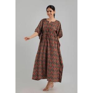 <b>Black</b> Floral <b>Kaftan</b> Maxi Dress Soft & Woven#Casual Ethnic Style-SHKUP1250 - Product Image 4