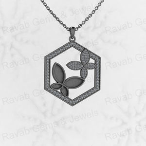 Más vendidos 925 Plata de Ley 26mm Chunky Hexagon Butterfly Semi Mounting Charm Pendant Setting para Resina y recuerdo de cenizas - Product Image 3