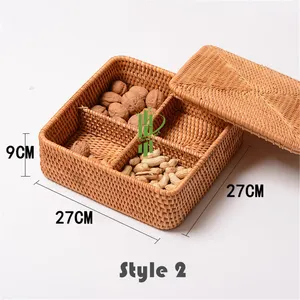 Rattan Bread Food Serving Tray Handicraft square Wicker Baskets New Model 2023